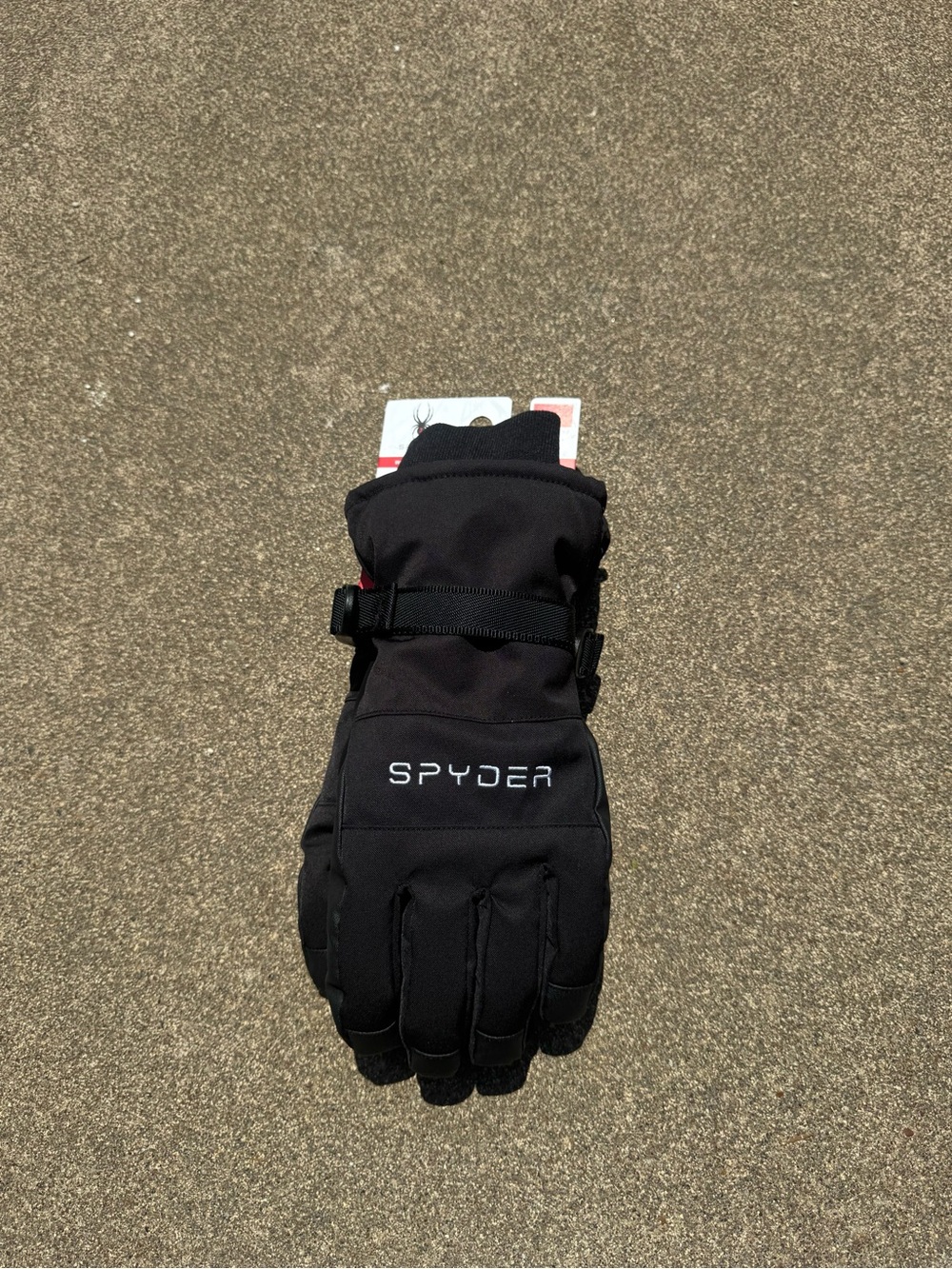Spyder, Black, Insulated, Ski Gloves with Wrist Strap, Size Large